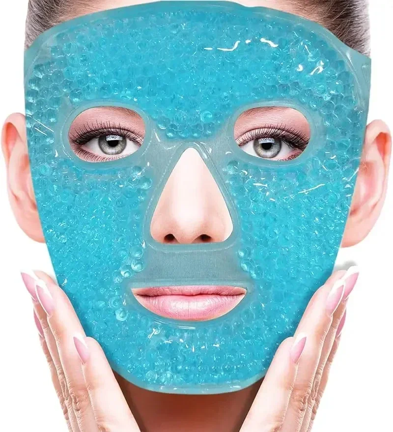 Eye Mask Heated - SPA アイスコールドとホットヒートフルフェイスアイマスク睡眠アイスパックフェイスパフくまを軽減ジェルビーズ圧縮女性用