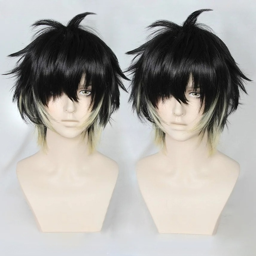 Eye Mask Heated - アイパッチ耐熱ヘアハロウィンパーティーウィッグアニメトワ合成男性ショート黒黄色コスプレアニメウィッグ