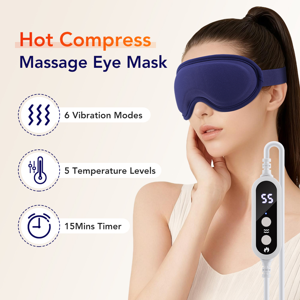 3D充電式温熱アイマスク、調節可能な熱マッサージでドライアイ - Eye Mask Heated のレビューと価格