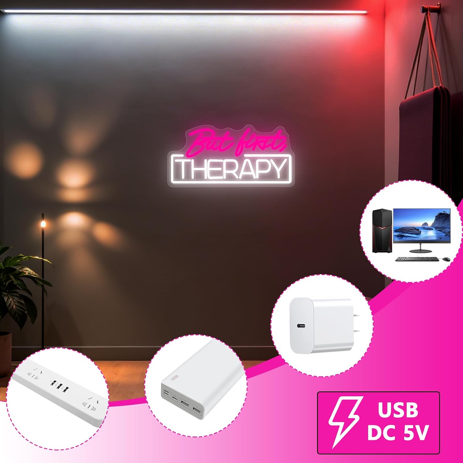 セルフケアだが最初に必要なのはセラピー ネオンサイン USB - Spa Wellness Beauty のレビューと価格