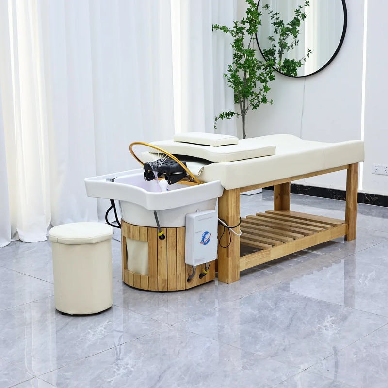 無垢材ヘッドセラピーシャンプーベッド水循環燻蒸水加熱器美容ベ - Spa Wellness Beauty のレビューと価格