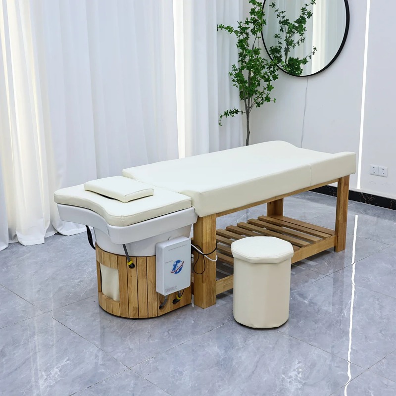 無垢材ヘッドセラピーシャンプーベッド水循環燻蒸水加熱器美容ベ - Spa Wellness Beauty のレビューと価格